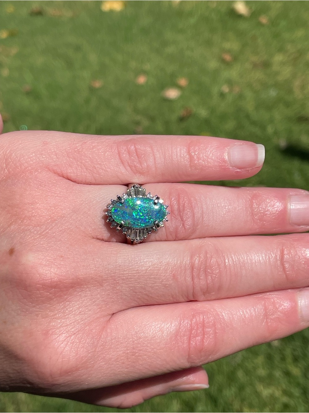 Australian Boulder Opal , platinum and diamond ring - Picture 16 of 16